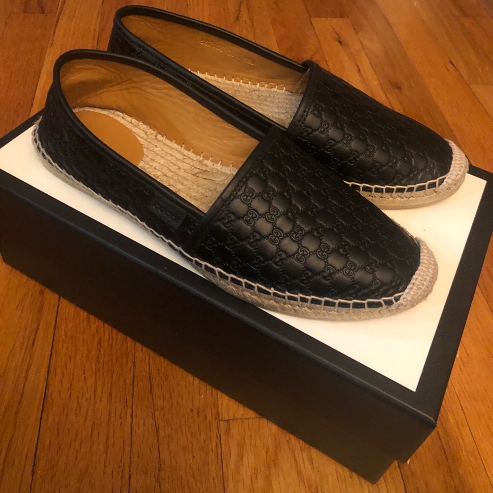 ✨GUCCI✨Micro GG Leather Espadrille Flats | 8.5 NWT